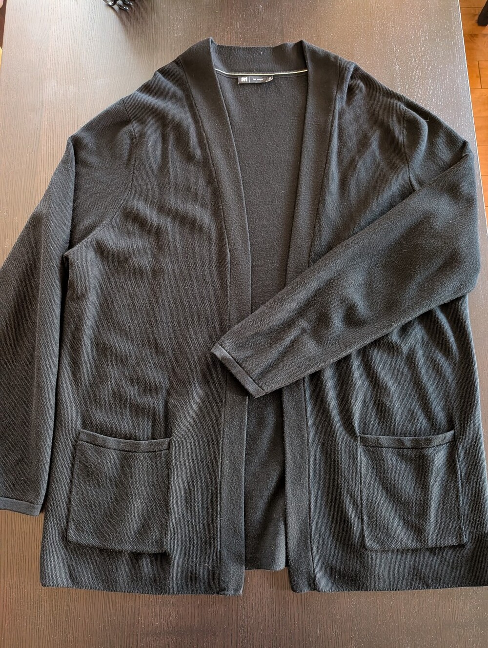 Le 31 Simons Open Front Cardigan Patch Pockets Black XL